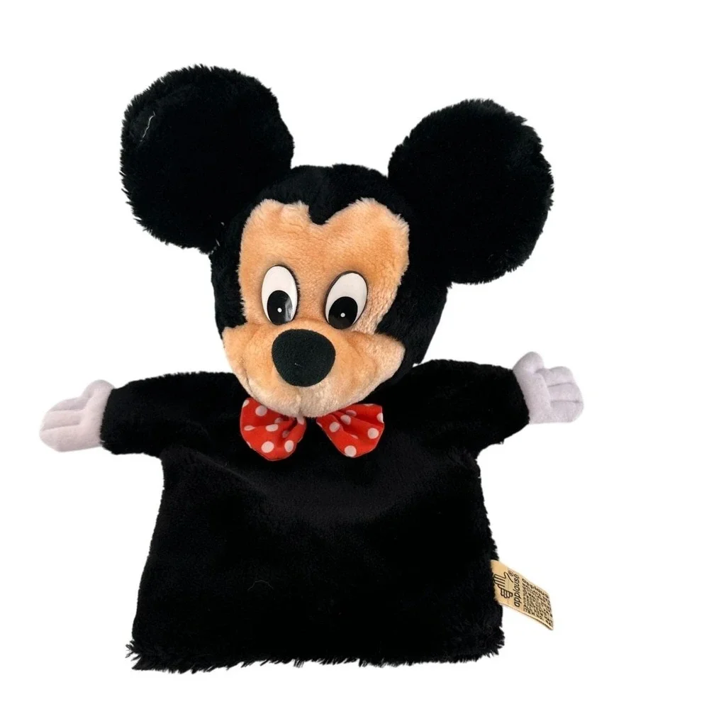 Vtg‎ Applause Mickey Mouse Hand Puppet Red Polka Dot Bowtie 1980s Plush Read